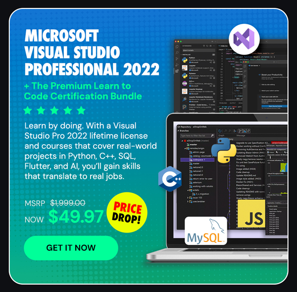 Microsoft Visual Studio Professional 2022 + The Premium Learn to Code Certification Bundle
