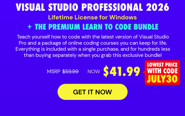 Microsoft Visual Studio Professional 2026 + The Premium Learn to Code Certification Bundle