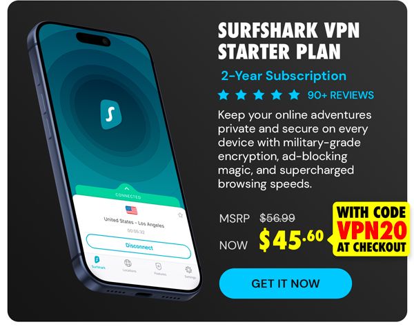 SurfShark VPN Starter Plan: 2-Yr Subscription
