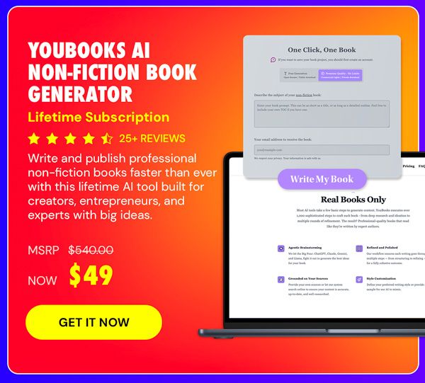 Youbooks AI Non-Fiction Book Generator: (Fan Plan) Lifetime Subscriptions