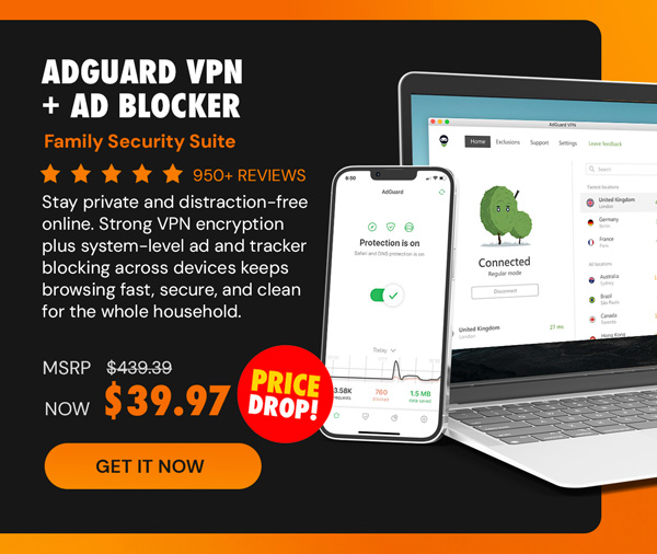 AdGuard VPN + Ad Blocker Family Security Suite