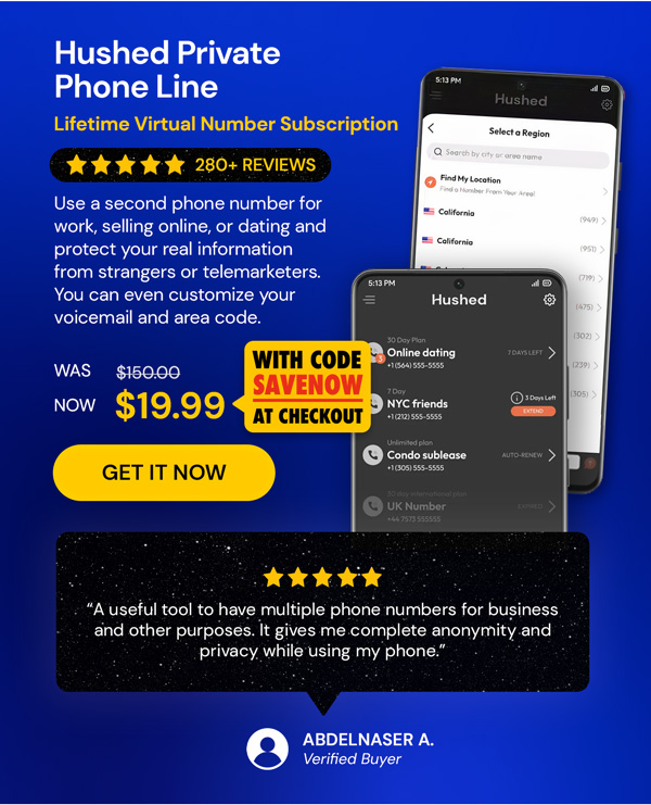 Hushed Private Phone Line: Lifetime Virtual Number Subscription