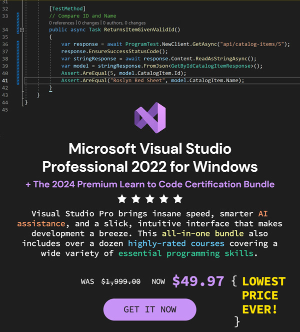 Microsoft Visual Studio Professional 2022 + The 2024 Premium Learn to Code Certification Bundle