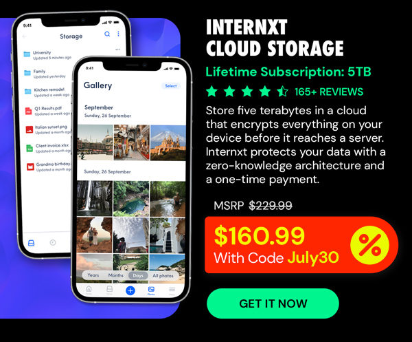 Internxt Cloud Storage: Lifetime Subscription (5TB Plan)