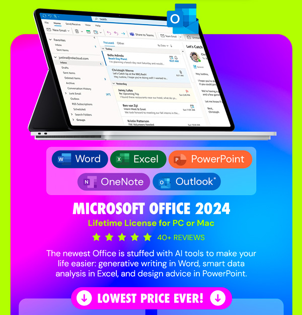 Microsoft Office 2024 Home or Home & Business for Mac or PC Lifetime License