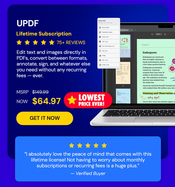UPDF - Edit, Convert, AI Chat with PDF: Lifetime Subscription