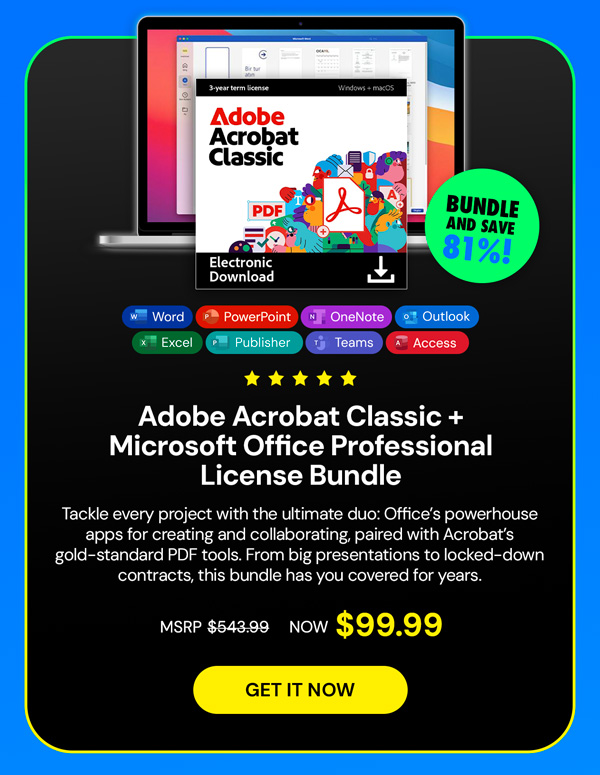 Adobe Acrobat Classic + Microsoft Office Professional License Bundle