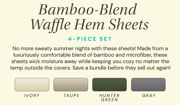 4 Piece Bamboo Blend Waffle Hem Sheet Set