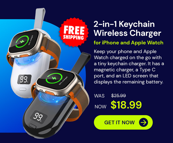 2-in-1 Keychain Wireless Charger for iPhone and Apple Watch