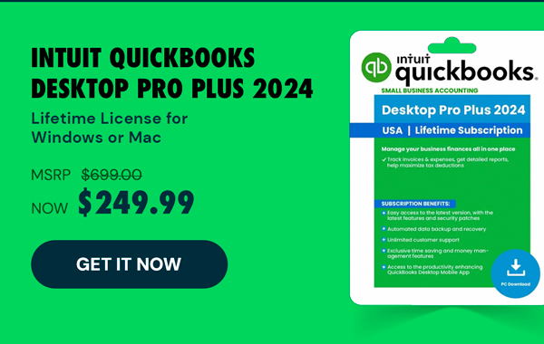 Intuit QuickBooks Desktop Pro Plus 2024 (1 User): Lifetime Licenses