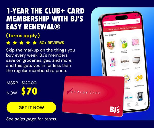 1-Year The Club+ Card Membership with BJ's Easy Renewal® (Terms apply.)