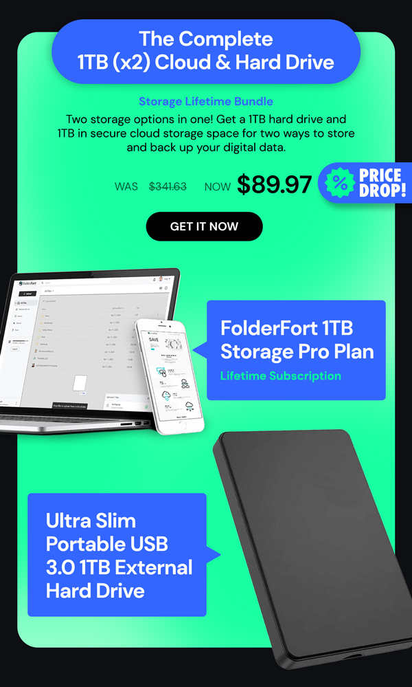 The Complete 1TB (x2) Cloud & Hard Drive Storage Lifetime Bundle