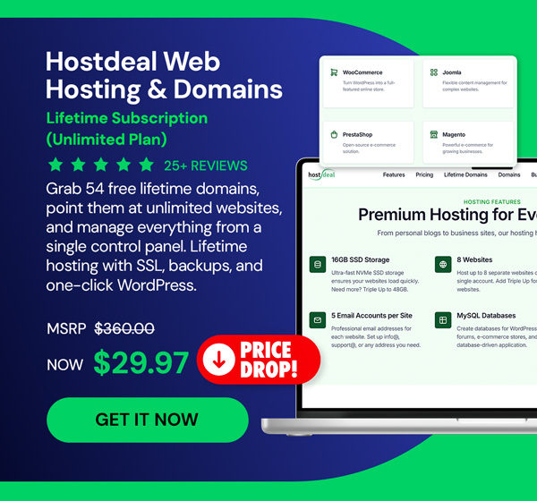 Hostdeal Web Hosting & Domains Lifetime Subscriptions