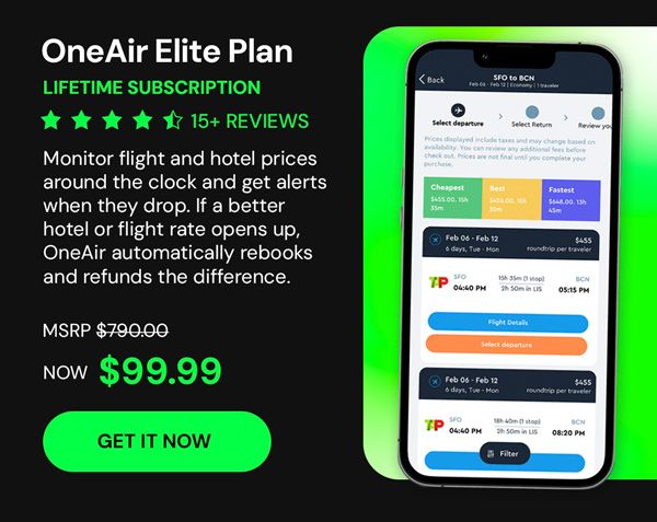 OneAir Elite Plan: Lifetime Subscription (Save Big on Flights, Hotels & More)