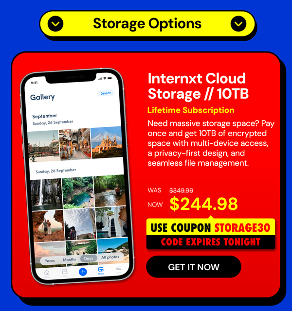 Internxt Cloud Storage Lifetime Subscription: 10TB Plan