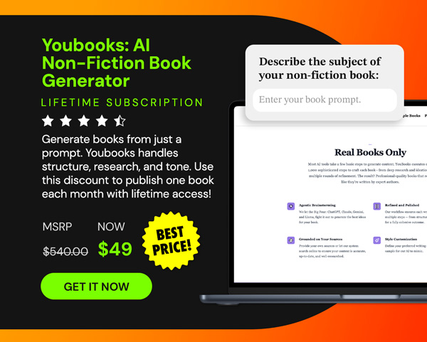 Youbooks - AI Non-Fiction Book Generator: Lifetime Subscription
