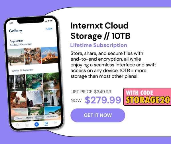 Internxt Cloud Storage Lifetime Subscription: 10TB Plan