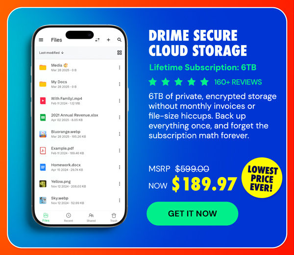 Drime Secure Cloud Storage: Lifetime Subscription (Advanced Plan/6TB)