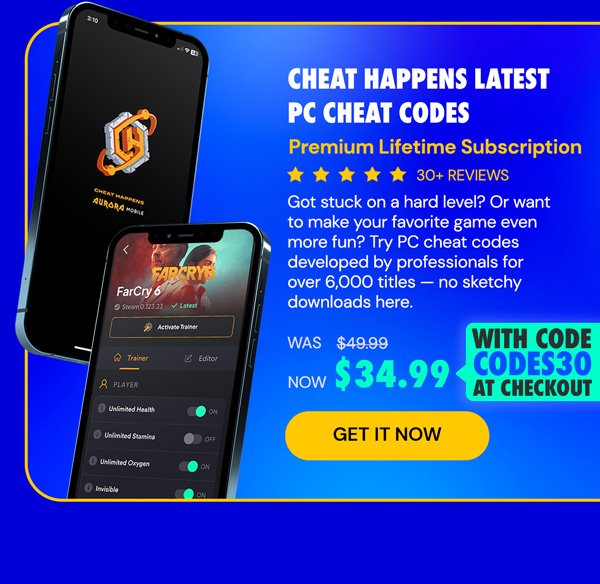 Cheat Happens Latest PC Cheat Codes: Premium Lifetime Subscription