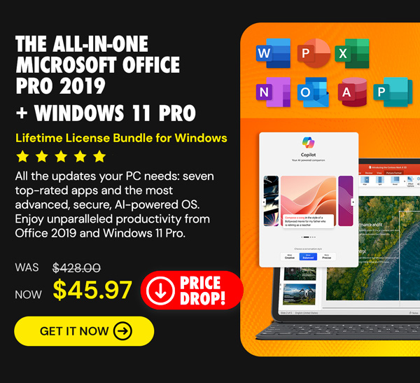 The All-in-One Microsoft Office Pro 2019 for Windows: Lifetime License + Windows 11 Pro Bundle