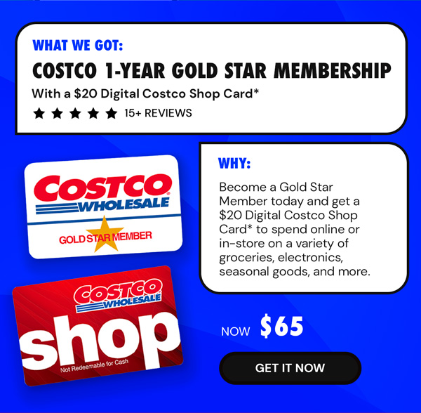 Costco 1-Year Gold Star Membership + $20 Digital Costco Shop Card