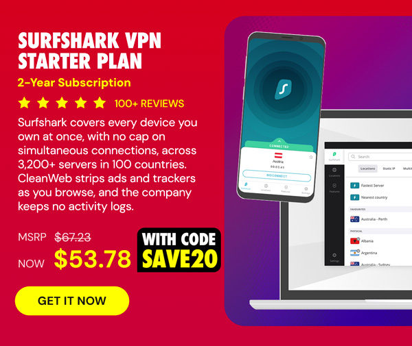 SurfShark VPN Starter Plan: 2-Yr Subscription