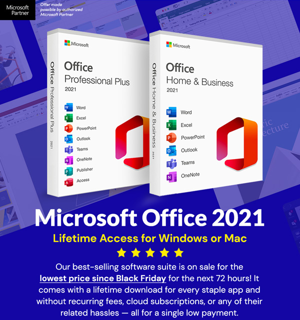 Microsoft Office for Windows or Mac 2021: Lifetime License