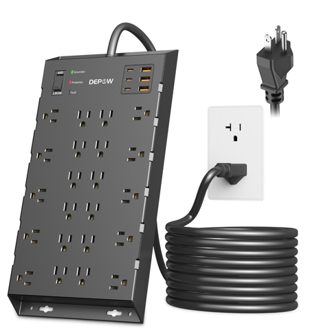 Heavy Duty Power Strip Surge Protector (2,500W)