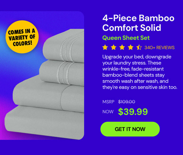 4-Piece Bamboo Comfort Solid Sheet Set (Silver/Queen)