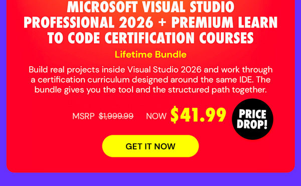 Microsoft Visual Studio Professional 2026 + The Premium Learn to Code Certification Bundle