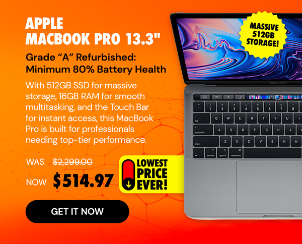 Apple MacBook Pro 13.3" (2019) Touch Bar i7 2.8GHz 16GB RAM 1TB SSD - Space Gray (Refurbished)