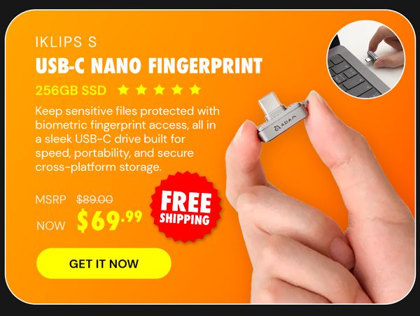 iKlips S USB-C Nano Fingerprint 256GB SSD