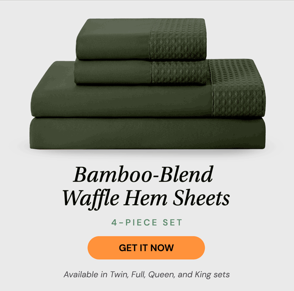 4 Piece Bamboo Blend Waffle Hem Sheet Set