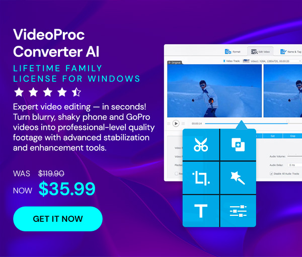 VideoProc Converter AI: Lifetime Family License (For Windows)