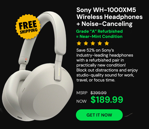 Sony WH-1000XM5 Wireless Industry Leading Noise Canceling Headphones (Refurbished)