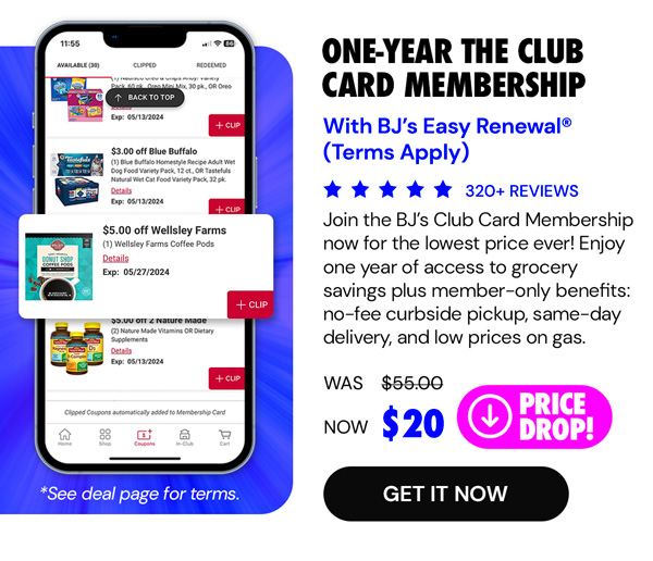 One-Year The Club Card Membership with BJ’s Easy Renewal® (Terms Apply)