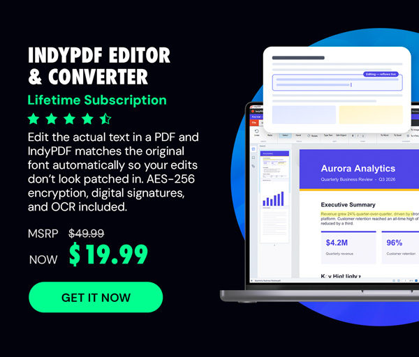 IndyPDF Editor & Converter: Lifetime Subscription