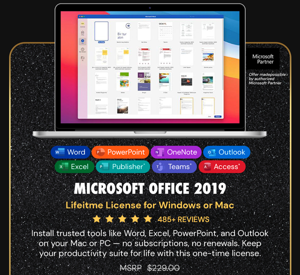 Microsoft Office 2019 for Windows or Mac
