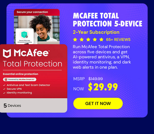 McAfee Total Protection 5-Device: 2-Year Subscription