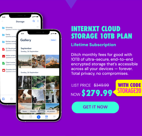 Internxt Cloud Storage Lifetime Subscription: 10TB Plan