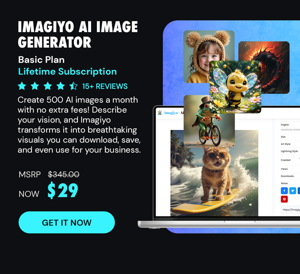 Imagiyo AI Image Generator - Basic Plan: Lifetime Subscription
