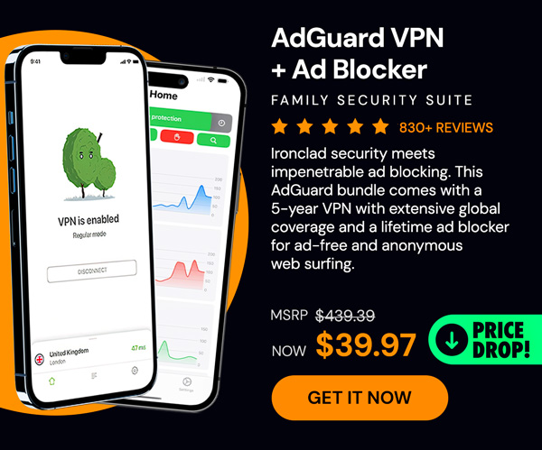 AdGuard VPN + Ad Blocker Family Security Suite
