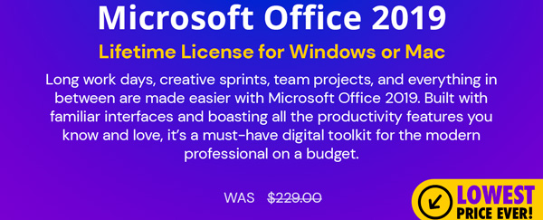 Microsoft Office 2019 for Windows or Mac | Lifetime License