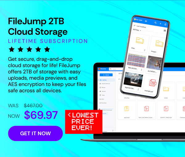 FileJump 2TB Cloud Storage: Lifetime Subscription