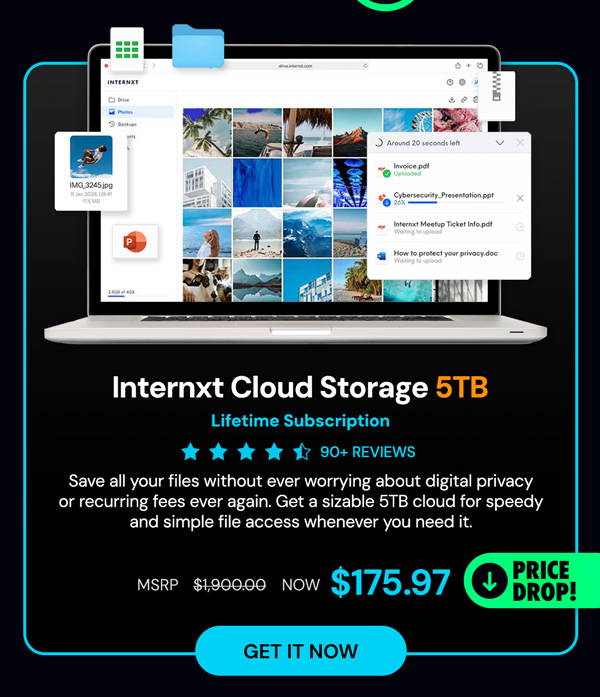 Internxt Cloud Storage: Lifetime Subscription (5TB Plan)