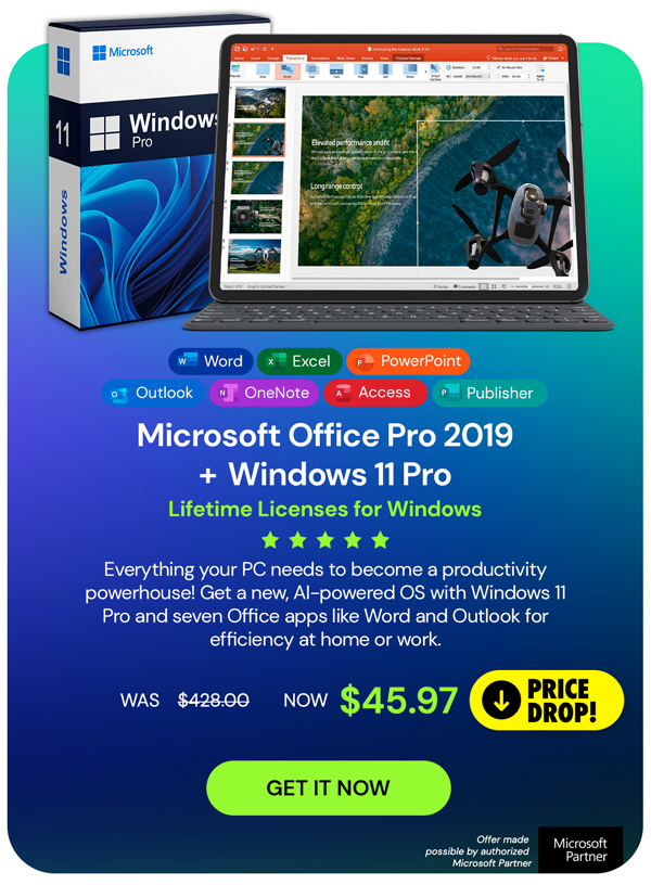 The All-in-One Microsoft Office Pro 2019 for Windows: Lifetime License + Windows 11 Pro Bundle