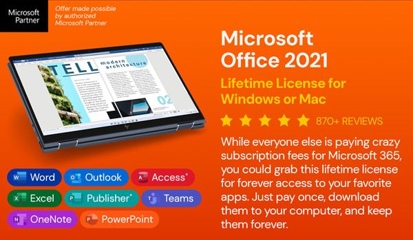 Microsoft Office 2021 for Windows or Mac: Lifetime License