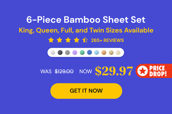 6-Piece Bamboo-Blend Comfort Luxury Sheet Set in Your Choice of Size and Color