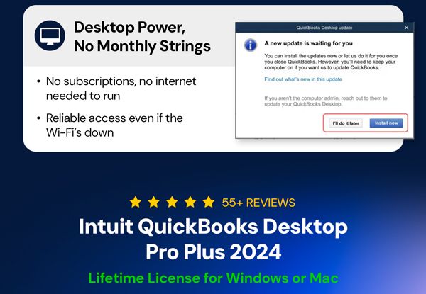 Intuit QuickBooks Desktop Pro Plus 2024 (1 User): Lifetime Licenses