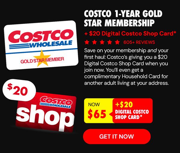 Costco 1-Year Gold Star Membership + $20 Digital Costco Shop Card